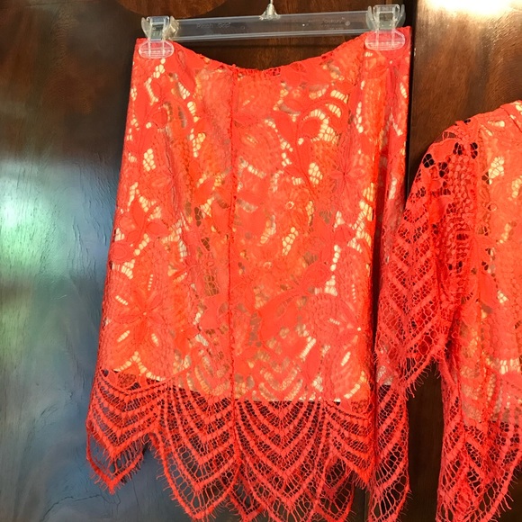 For Sienna Two-piece Orange Lace Set - Picture 3 of 3